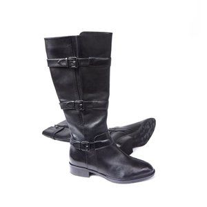 Ecco Chelsea 20 Black Leather Riding Buckle Boots